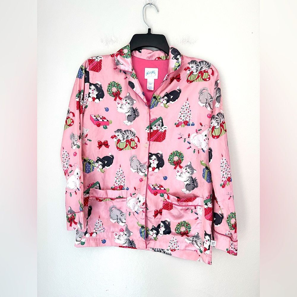 Nick and Nora Christmas Cats Pajama Top - Girls Large